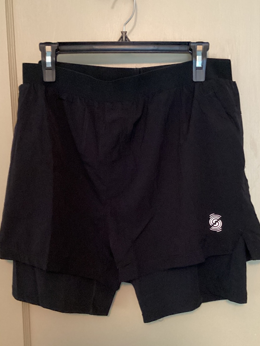 Strong by Zumba Black Layered Athletic Shorts with Reflective Logo